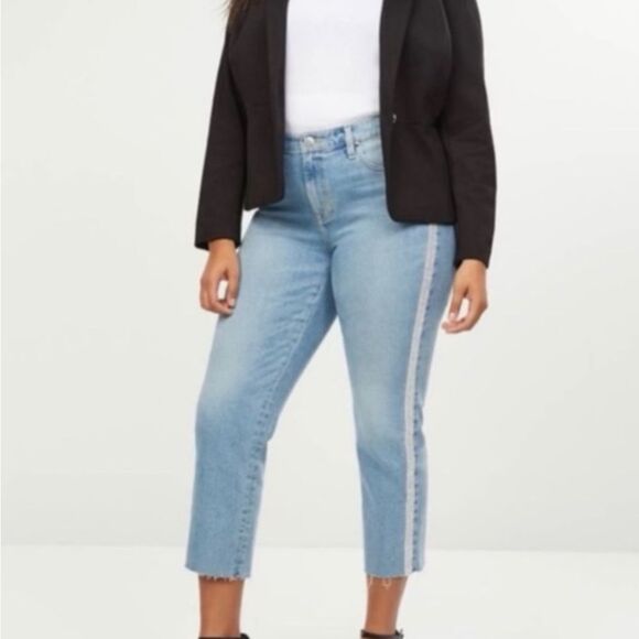 NWT Lane Bryant Flex Magic High Rise Straight Jeans Plus Size 28 Side Bling - Picture 1 of 10